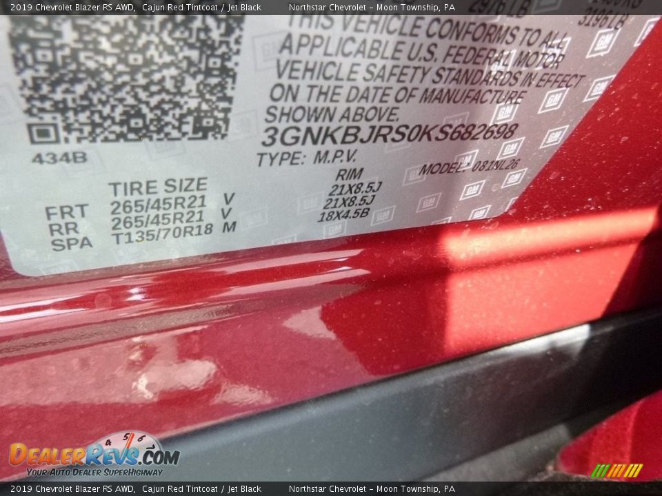 2019 Chevrolet Blazer RS AWD Cajun Red Tintcoat / Jet Black Photo #16