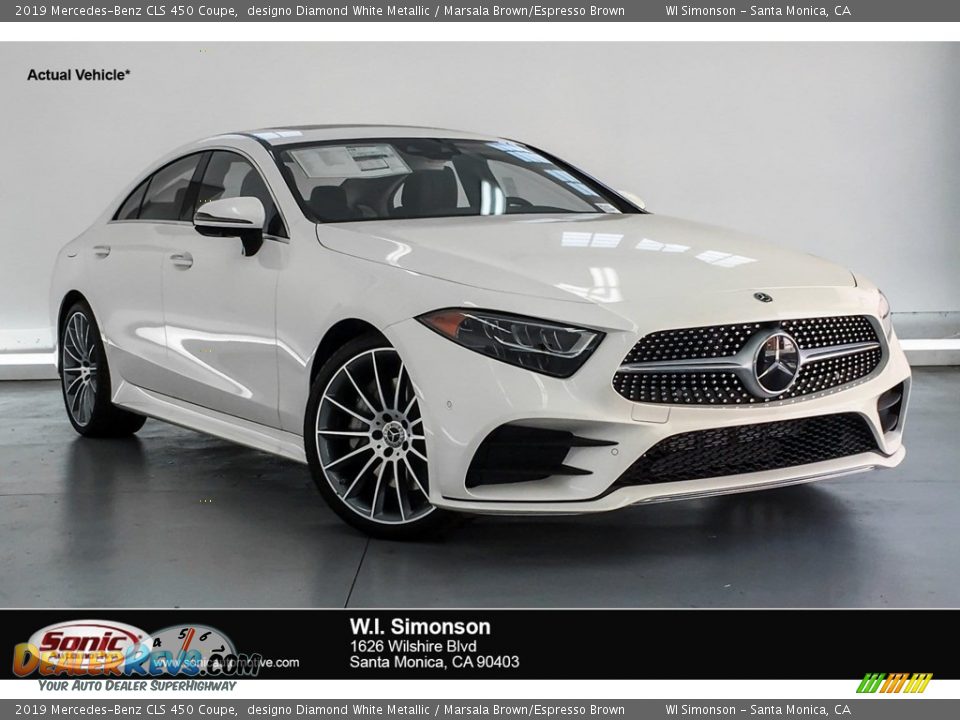 2019 Mercedes-Benz CLS 450 Coupe designo Diamond White Metallic / Marsala Brown/Espresso Brown Photo #1