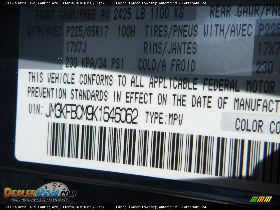 2019 Mazda CX-5 Touring AWD Eternal Blue Mica / Black Photo #12