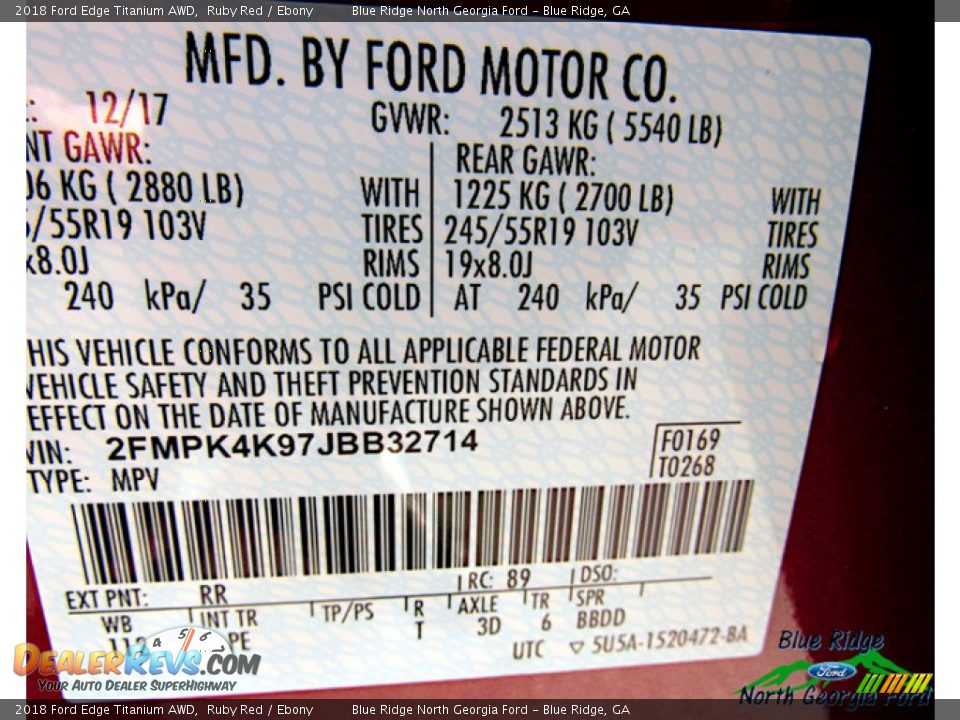 2018 Ford Edge Titanium AWD Ruby Red / Ebony Photo #26