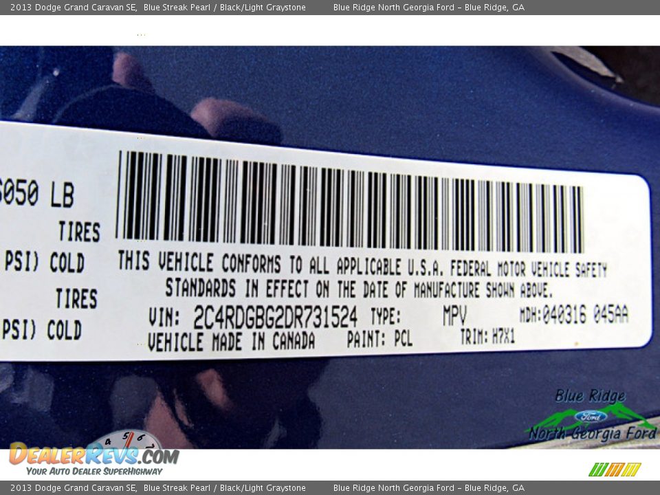 2013 Dodge Grand Caravan SE Blue Streak Pearl / Black/Light Graystone Photo #24