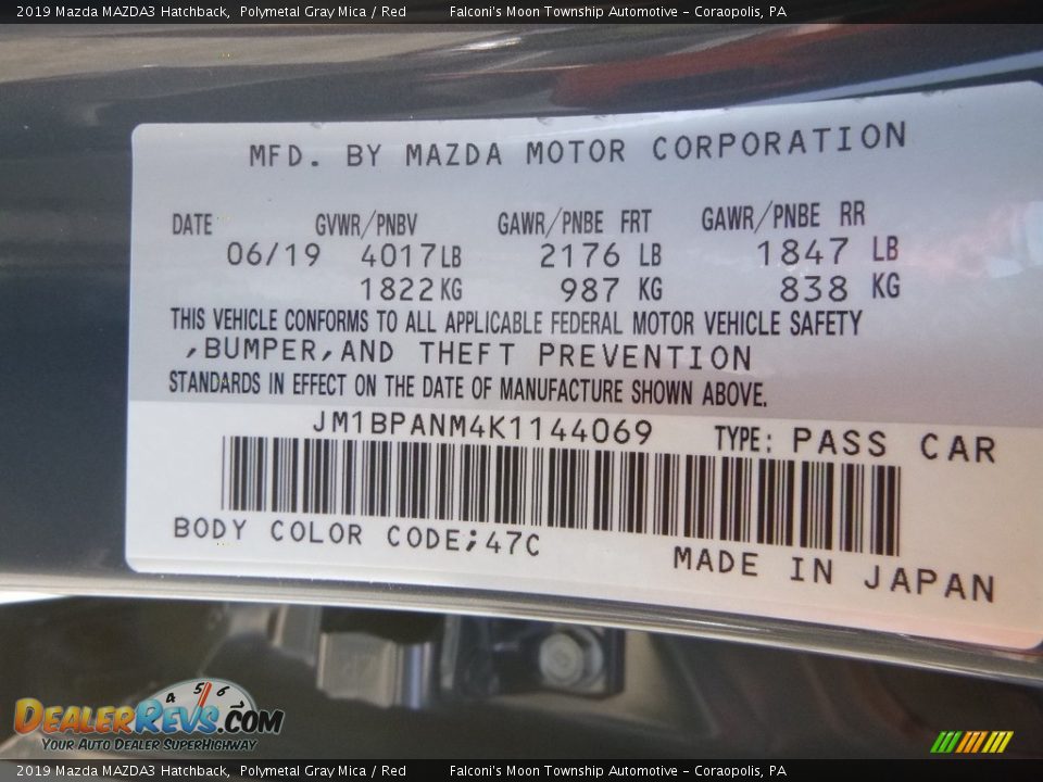 2019 Mazda MAZDA3 Hatchback Polymetal Gray Mica / Red Photo #12