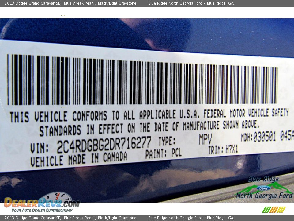 2013 Dodge Grand Caravan SE Blue Streak Pearl / Black/Light Graystone Photo #24