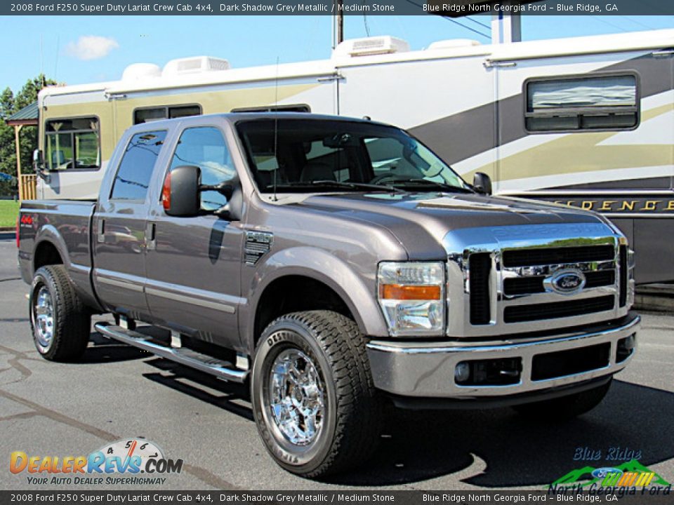2008 Ford F250 Super Duty Lariat Crew Cab 4x4 Dark Shadow Grey Metallic / Medium Stone Photo #7