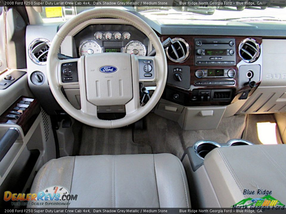 2008 Ford F250 Super Duty Lariat Crew Cab 4x4 Dark Shadow Grey Metallic / Medium Stone Photo #15