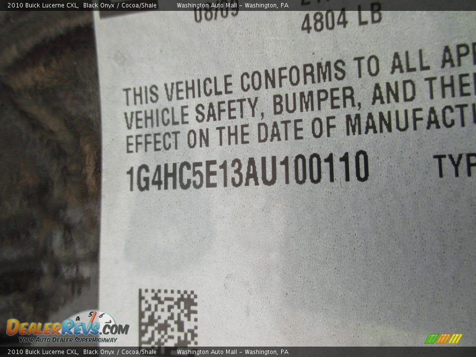 2010 Buick Lucerne CXL Black Onyx / Cocoa/Shale Photo #24