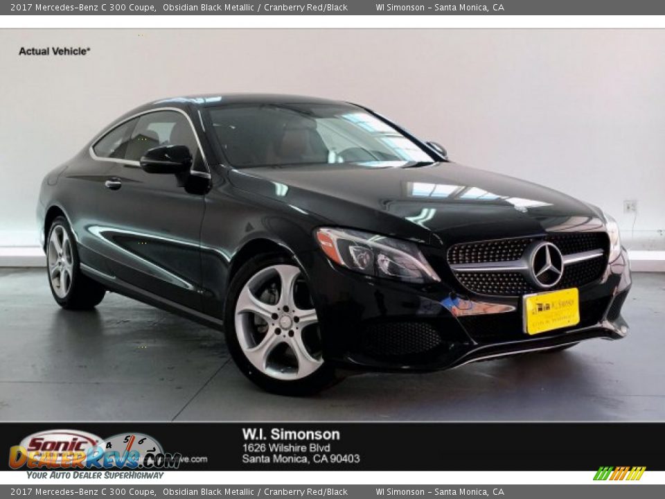 2017 Mercedes-Benz C 300 Coupe Obsidian Black Metallic / Cranberry Red/Black Photo #1