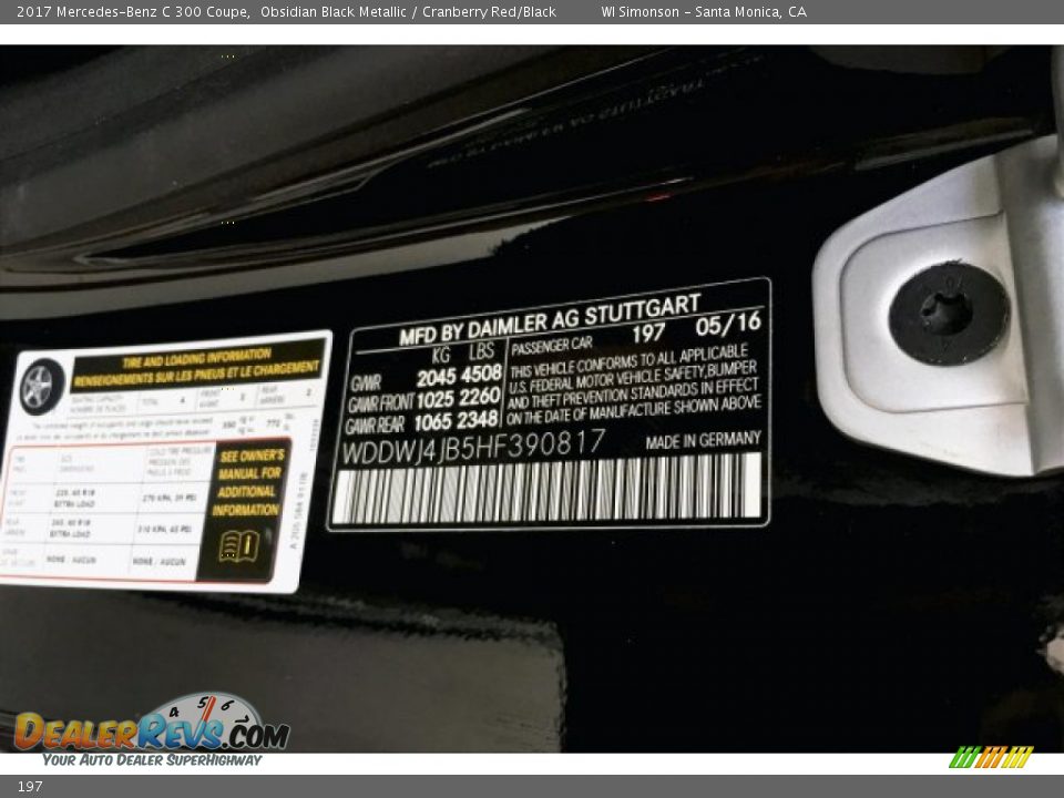 Mercedes-Benz Color Code 197 Obsidian Black Metallic