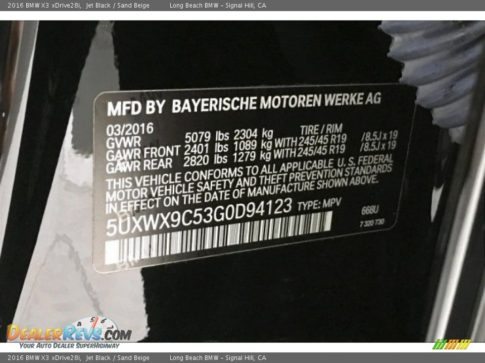 2016 BMW X3 xDrive28i Jet Black / Sand Beige Photo #19