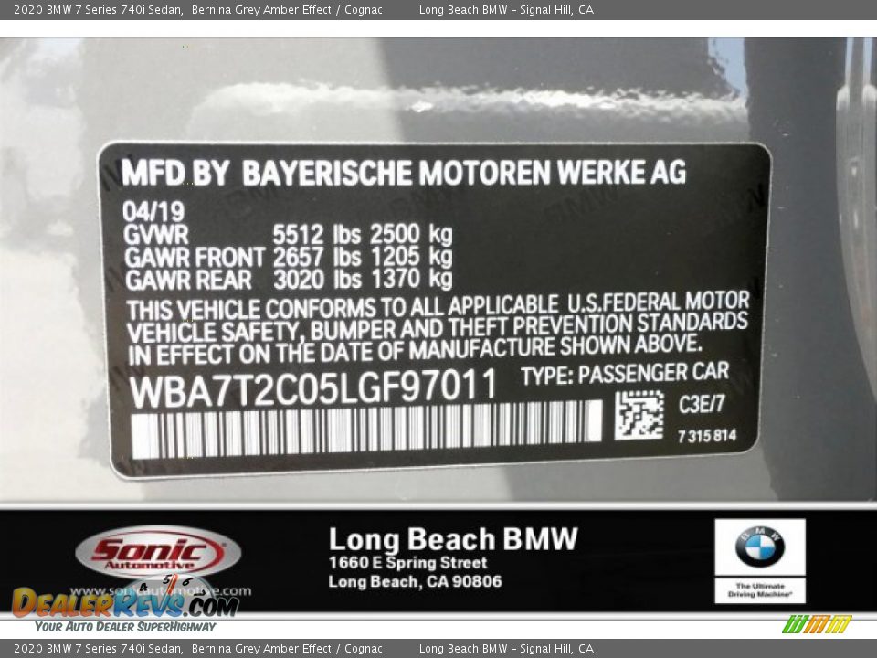 2020 BMW 7 Series 740i Sedan Bernina Grey Amber Effect / Cognac Photo #11