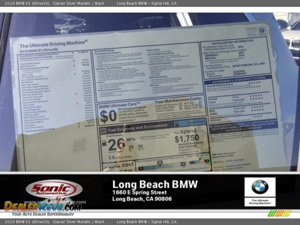 2019 BMW X3 sDrive30i Glacier Silver Metallic / Black Photo #11