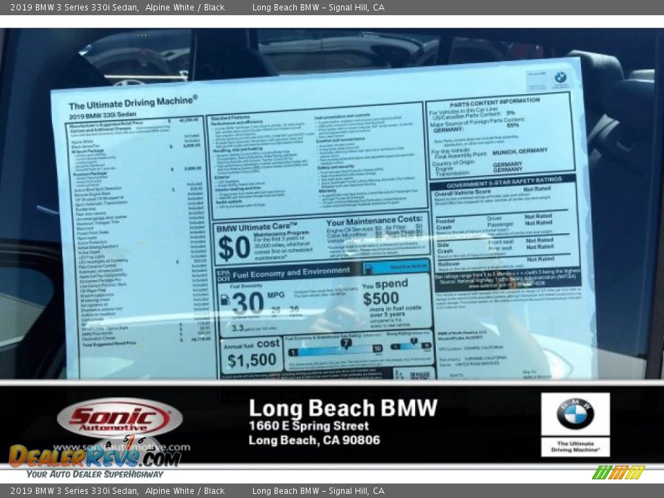 2019 BMW 3 Series 330i Sedan Alpine White / Black Photo #10