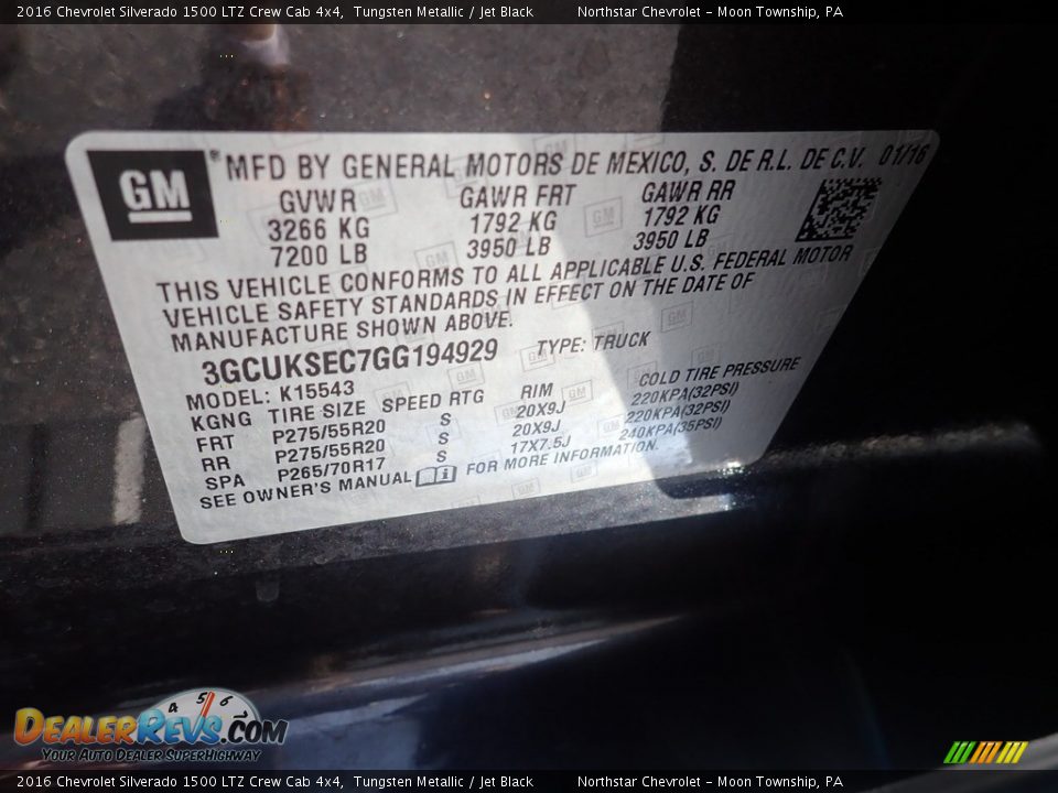 2016 Chevrolet Silverado 1500 LTZ Crew Cab 4x4 Tungsten Metallic / Jet Black Photo #28