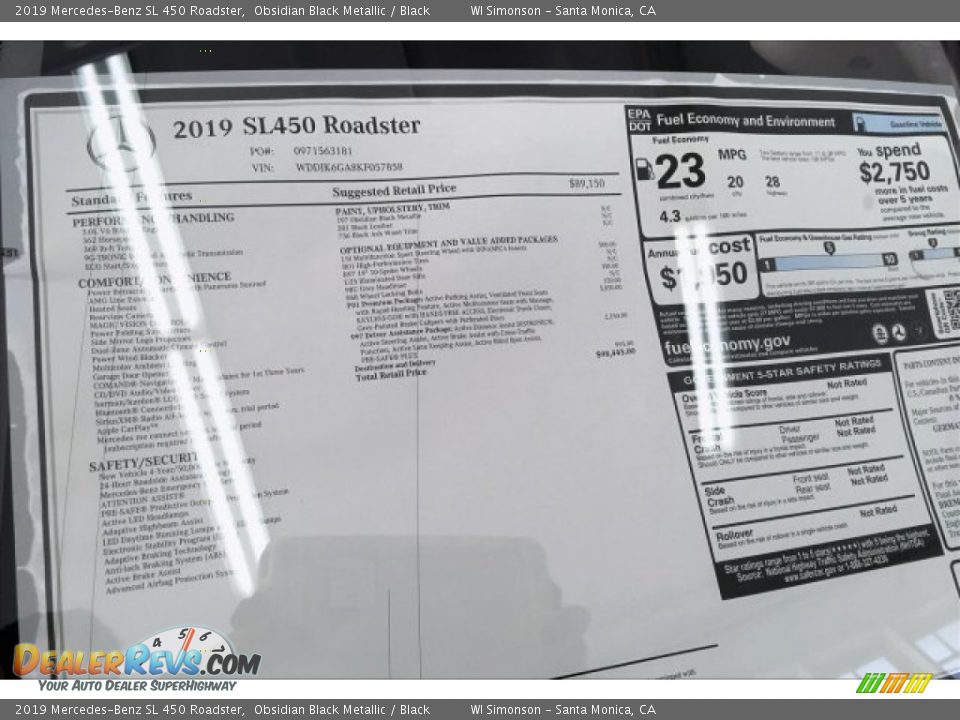2019 Mercedes-Benz SL 450 Roadster Obsidian Black Metallic / Black Photo #10