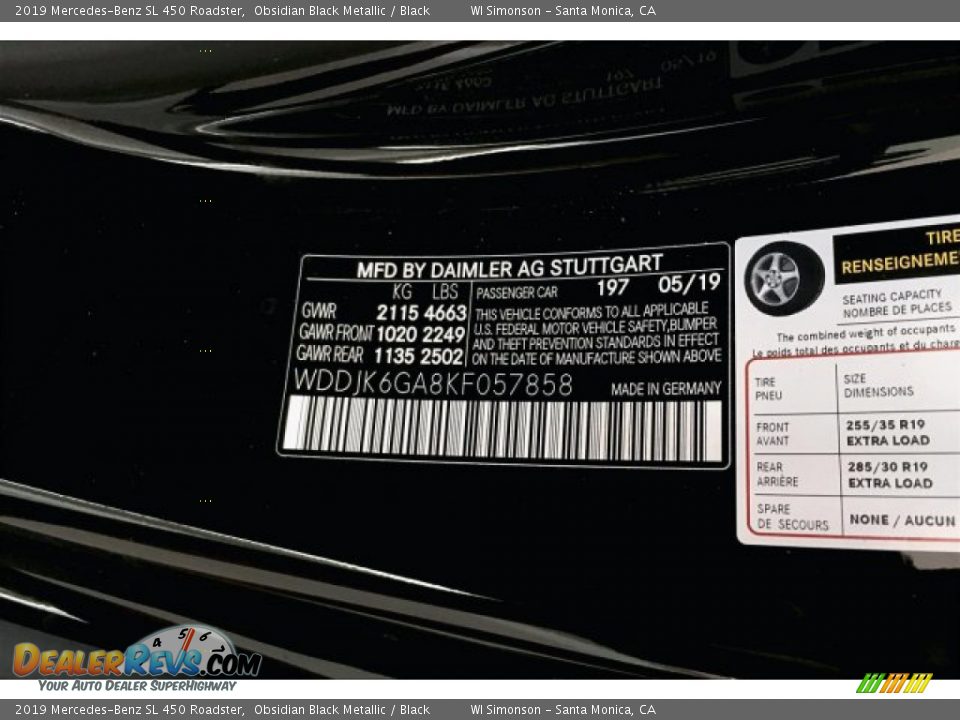 2019 Mercedes-Benz SL 450 Roadster Obsidian Black Metallic / Black Photo #11