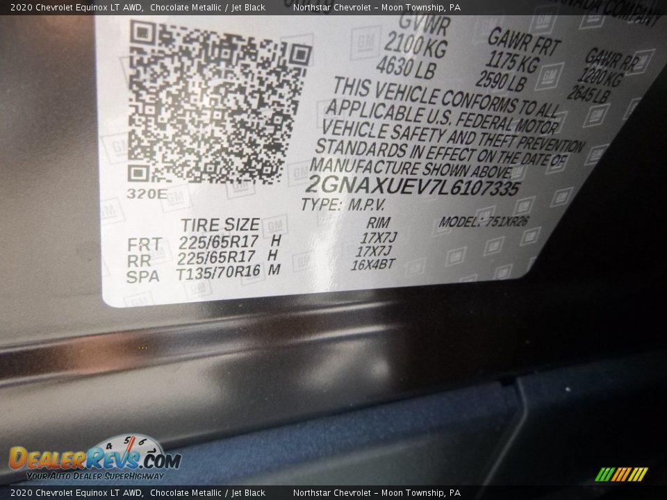 2020 Chevrolet Equinox LT AWD Chocolate Metallic / Jet Black Photo #15