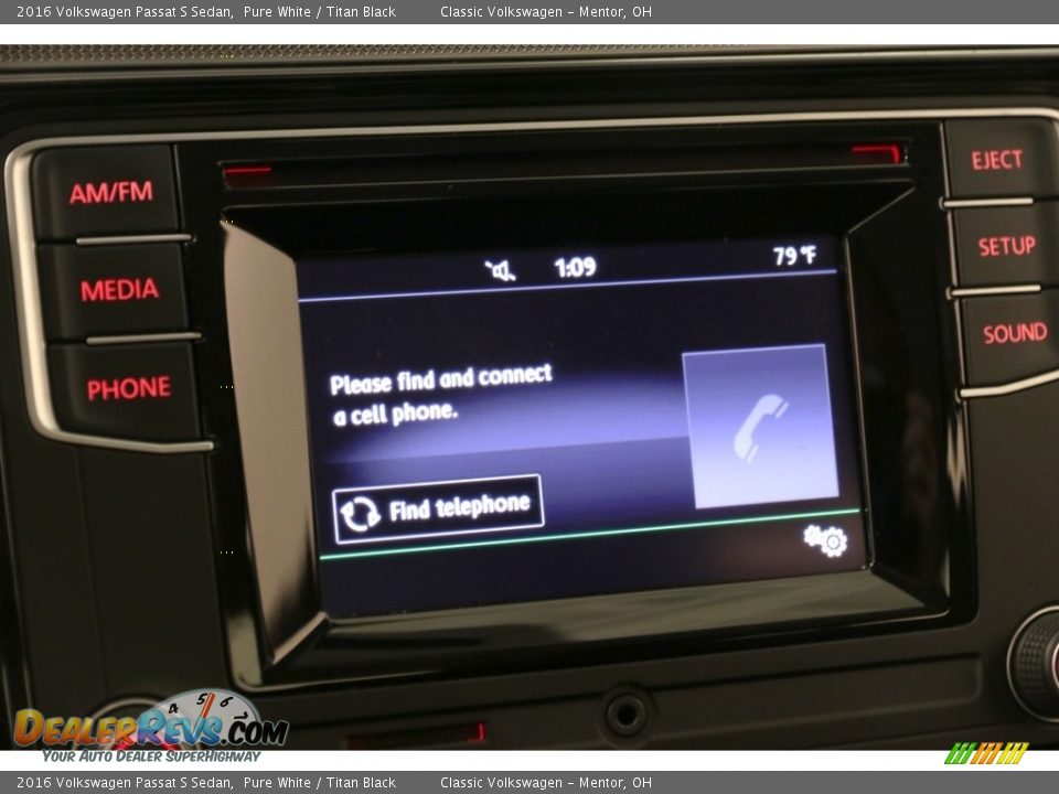 2016 Volkswagen Passat S Sedan Pure White / Titan Black Photo #10