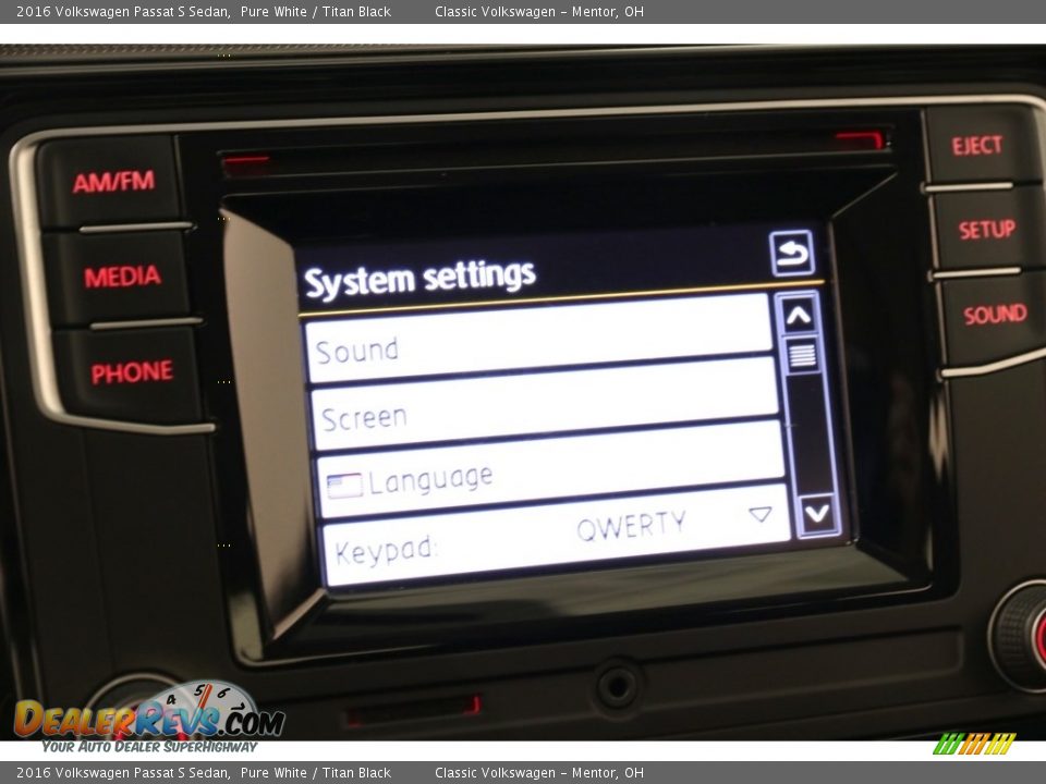2016 Volkswagen Passat S Sedan Pure White / Titan Black Photo #11
