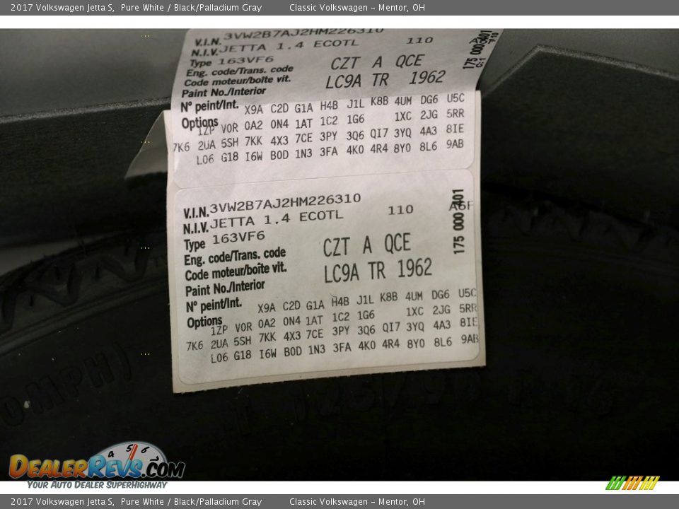 2017 Volkswagen Jetta S Pure White / Black/Palladium Gray Photo #21