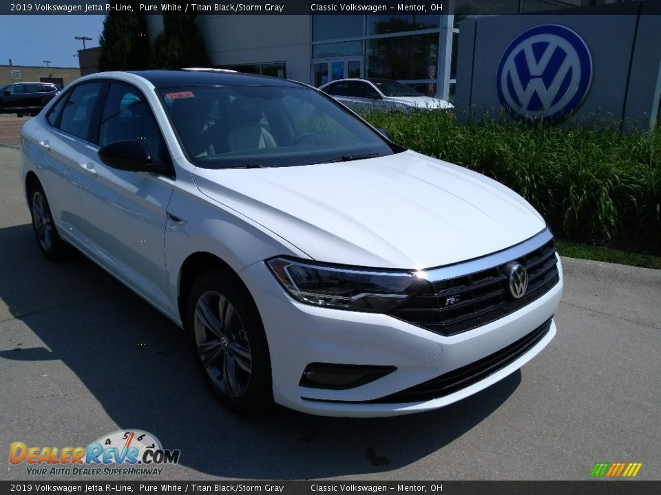 2019 Volkswagen Jetta R-Line Pure White / Titan Black/Storm Gray Photo #1