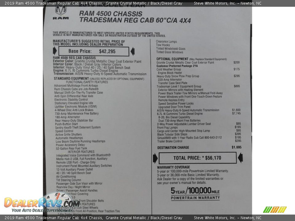 2019 Ram 4500 Tradesman Regular Cab 4x4 Chassis Granite Crystal Metallic / Black/Diesel Gray Photo #28