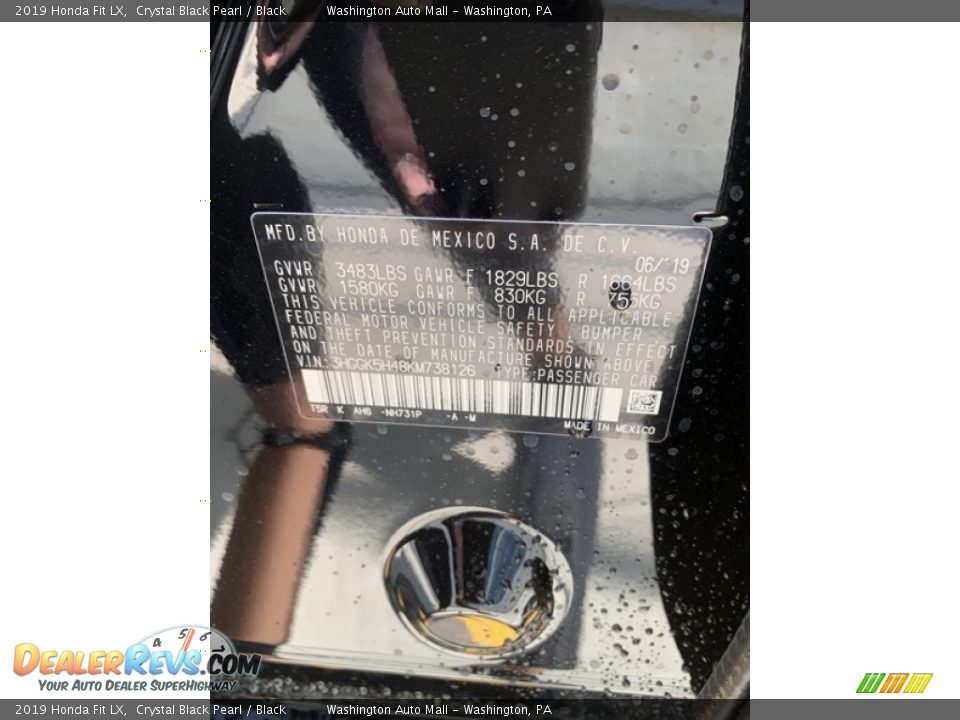2019 Honda Fit LX Crystal Black Pearl / Black Photo #9