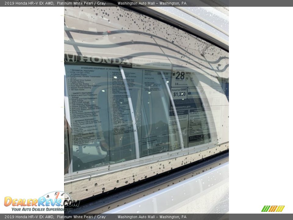 2019 Honda HR-V EX AWD Platinum White Pearl / Gray Photo #15