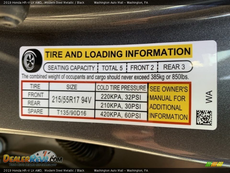2019 Honda HR-V LX AWD Modern Steel Metallic / Black Photo #8