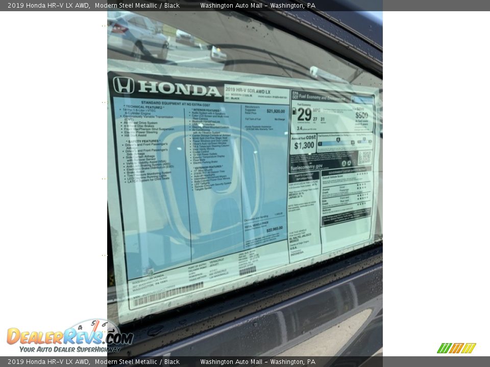 2019 Honda HR-V LX AWD Modern Steel Metallic / Black Photo #15