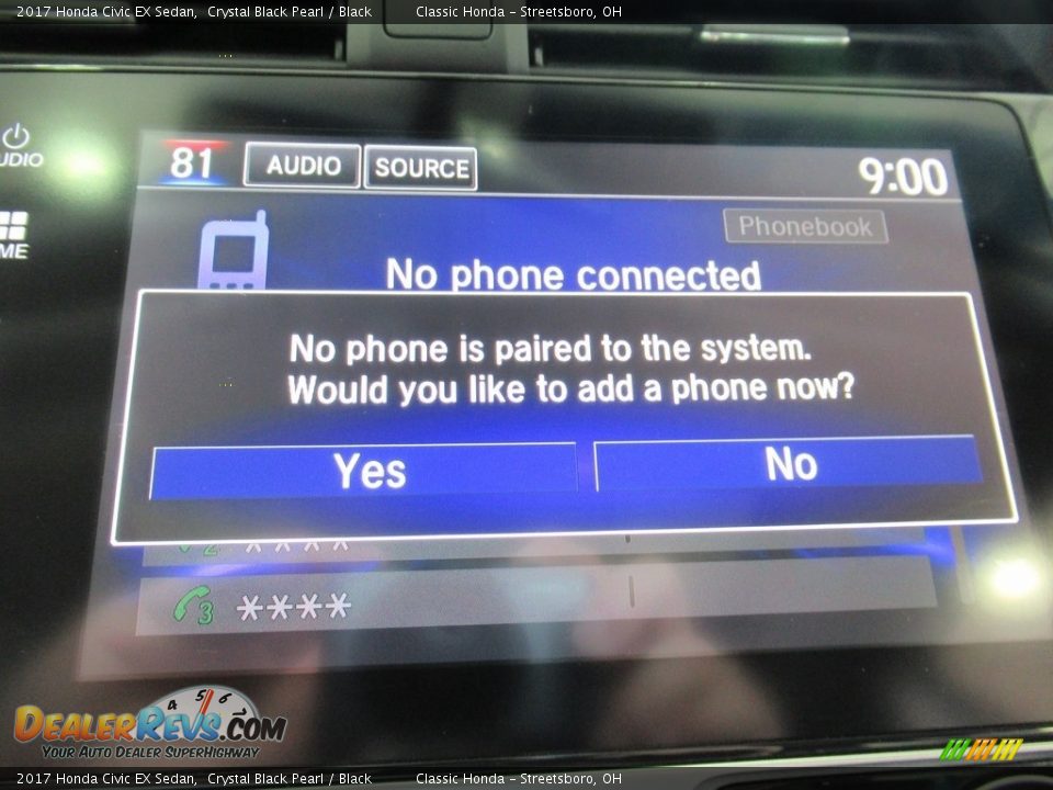 2017 Honda Civic EX Sedan Crystal Black Pearl / Black Photo #36