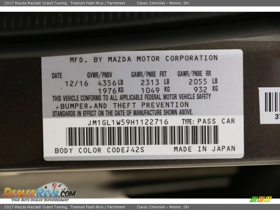 2017 Mazda Mazda6 Grand Touring Titanium Flash Mica / Parchment Photo #20