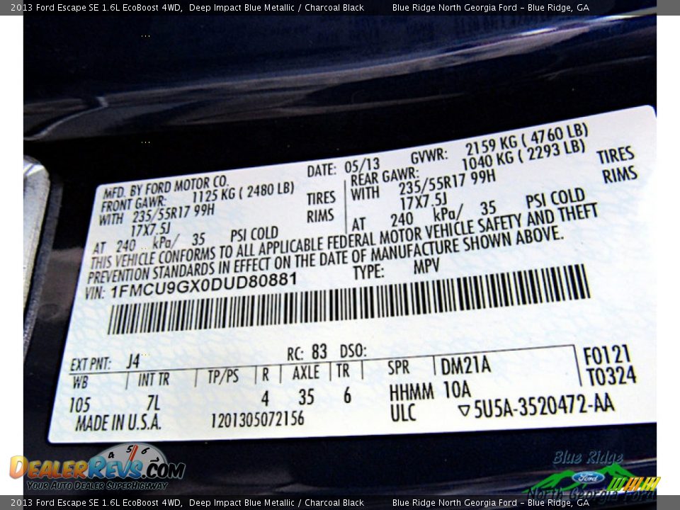 2013 Ford Escape SE 1.6L EcoBoost 4WD Deep Impact Blue Metallic / Charcoal Black Photo #23