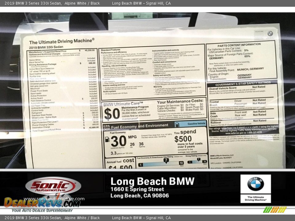 2019 BMW 3 Series 330i Sedan Alpine White / Black Photo #11