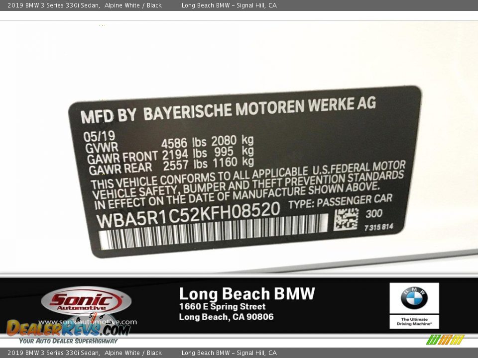 2019 BMW 3 Series 330i Sedan Alpine White / Black Photo #12