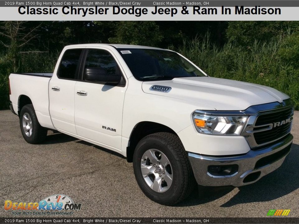 2019 Ram 1500 Big Horn Quad Cab 4x4 Bright White / Black/Diesel Gray Photo #1