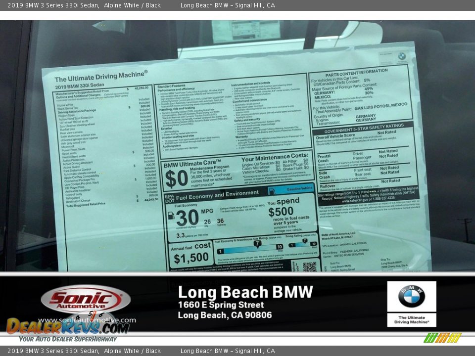 2019 BMW 3 Series 330i Sedan Alpine White / Black Photo #10