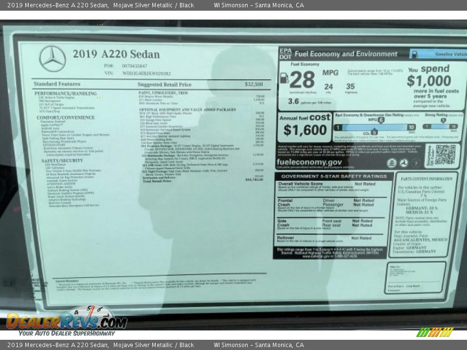 2019 Mercedes-Benz A 220 Sedan Mojave Silver Metallic / Black Photo #10