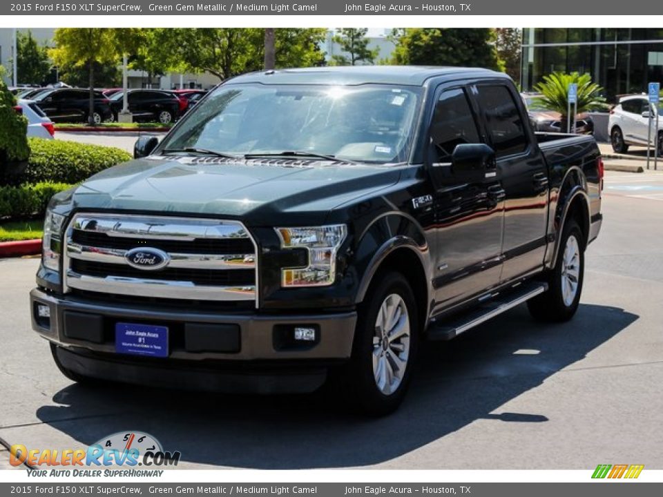 2015 Ford F150 XLT SuperCrew Green Gem Metallic / Medium Light Camel Photo #3