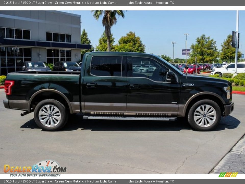 2015 Ford F150 XLT SuperCrew Green Gem Metallic / Medium Light Camel Photo #8