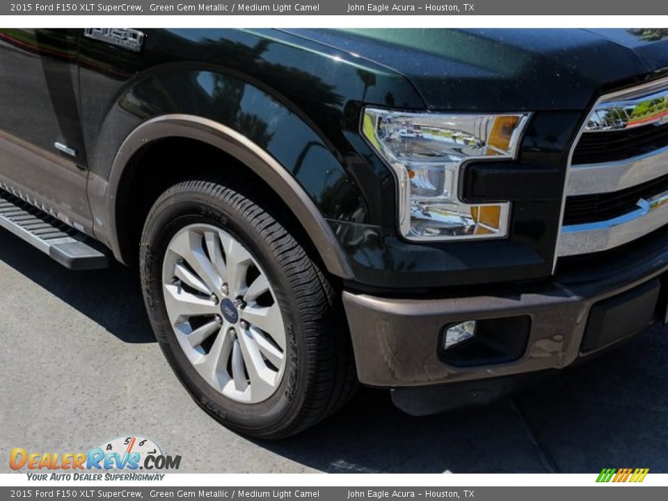 2015 Ford F150 XLT SuperCrew Green Gem Metallic / Medium Light Camel Photo #12
