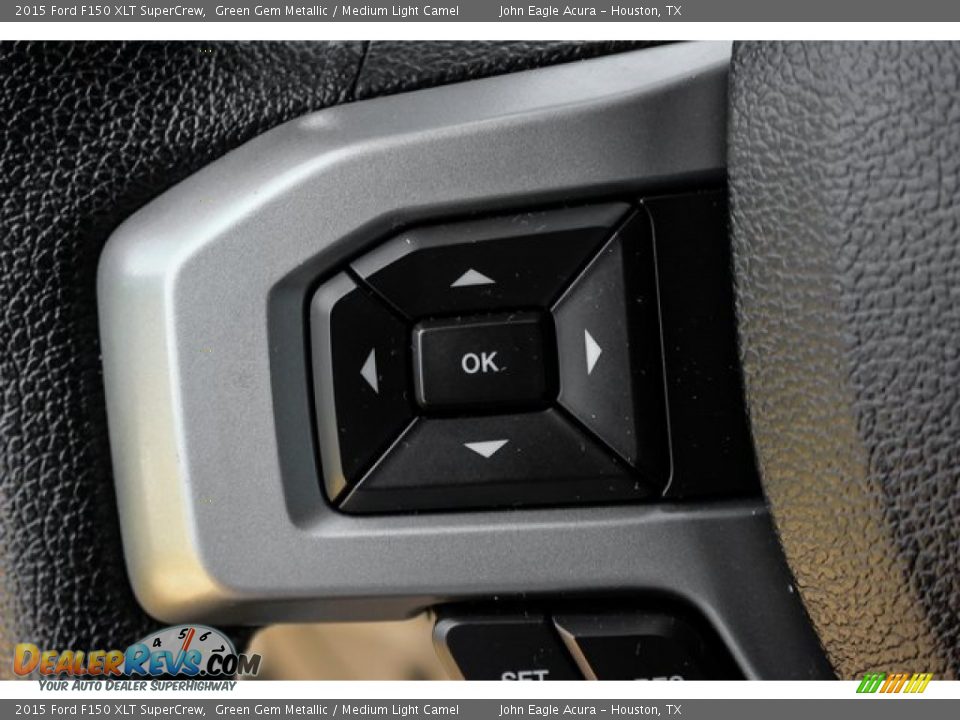 2015 Ford F150 XLT SuperCrew Green Gem Metallic / Medium Light Camel Photo #34