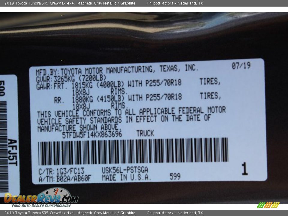 2019 Toyota Tundra SR5 CrewMax 4x4 Magnetic Gray Metallic / Graphite Photo #24
