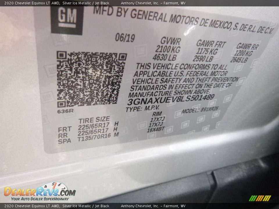 2020 Chevrolet Equinox LT AWD Silver Ice Metallic / Jet Black Photo #14