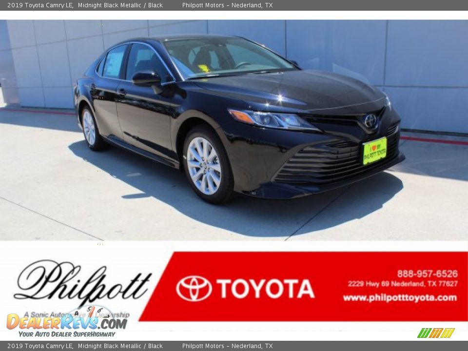 2019 Toyota Camry LE Midnight Black Metallic / Black Photo #1