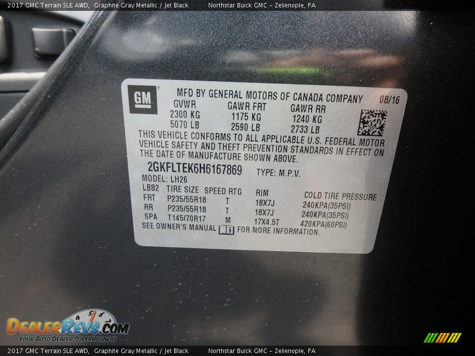 2017 GMC Terrain SLE AWD Graphite Gray Metallic / Jet Black Photo #15