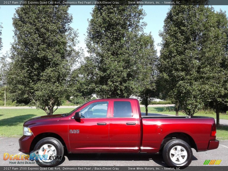 2017 Ram 1500 Express Quad Cab 4x4 Delmonico Red Pearl / Black/Diesel Gray Photo #1