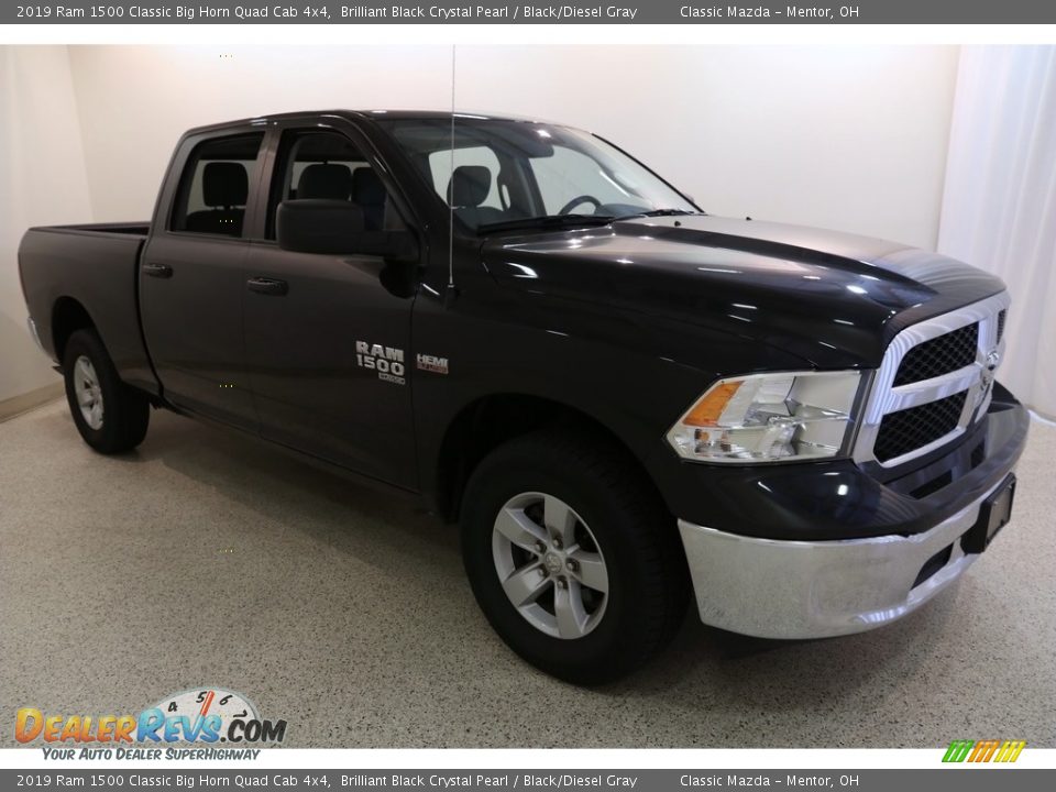 2019 Ram 1500 Classic Big Horn Quad Cab 4x4 Brilliant Black Crystal Pearl / Black/Diesel Gray Photo #1