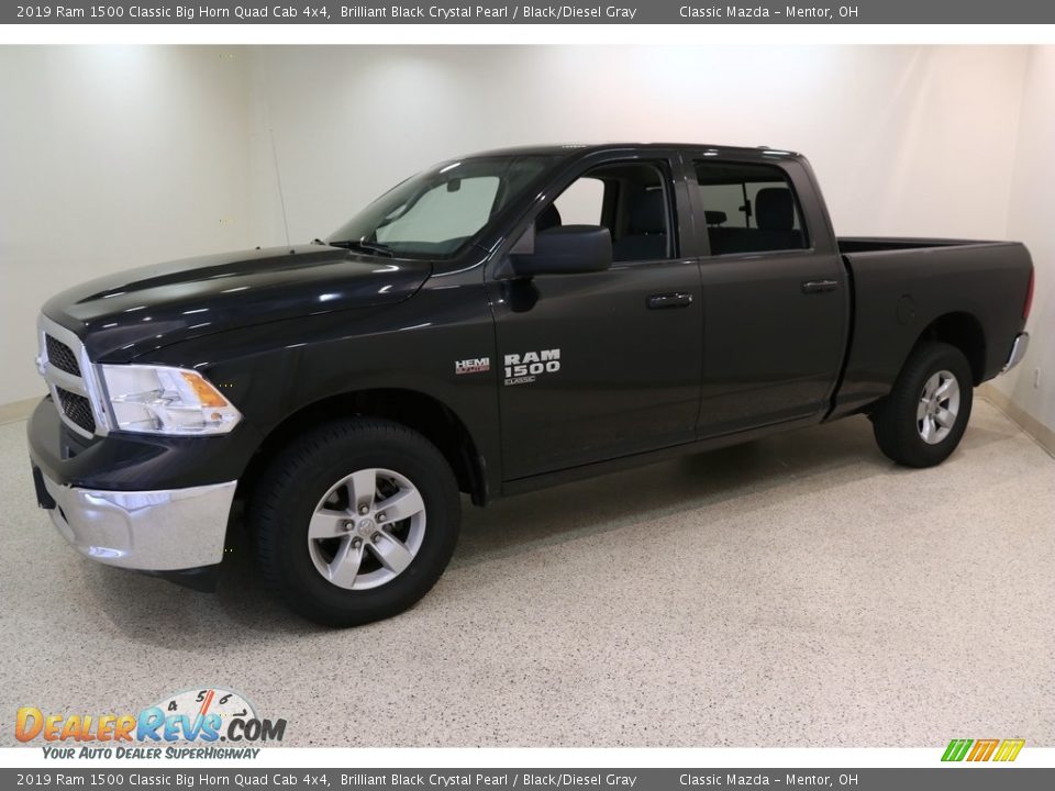2019 Ram 1500 Classic Big Horn Quad Cab 4x4 Brilliant Black Crystal Pearl / Black/Diesel Gray Photo #3