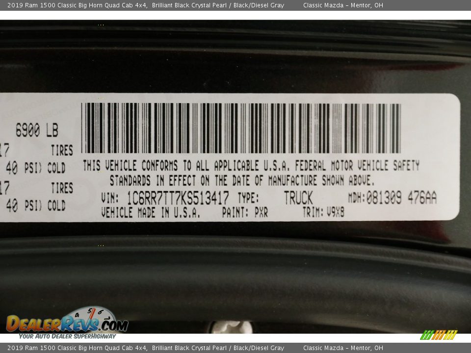 2019 Ram 1500 Classic Big Horn Quad Cab 4x4 Brilliant Black Crystal Pearl / Black/Diesel Gray Photo #20