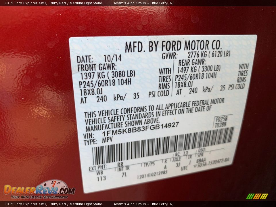 2015 Ford Explorer 4WD Ruby Red / Medium Light Stone Photo #26